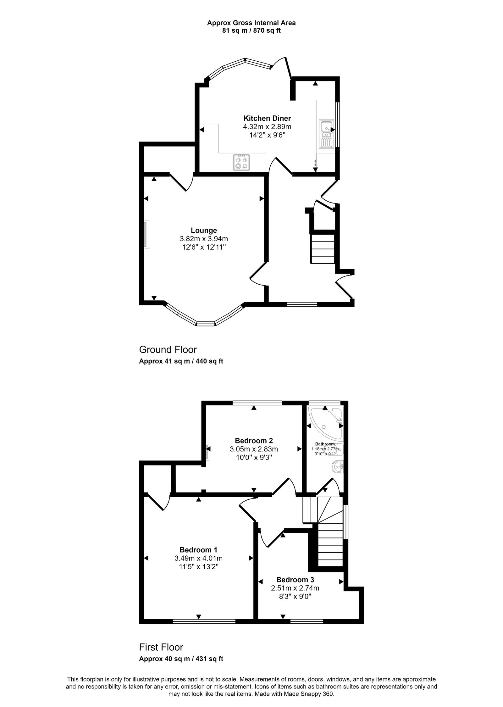 3 bed detached house for sale in Glyn Avenue, Prestatyn - Property floorplan