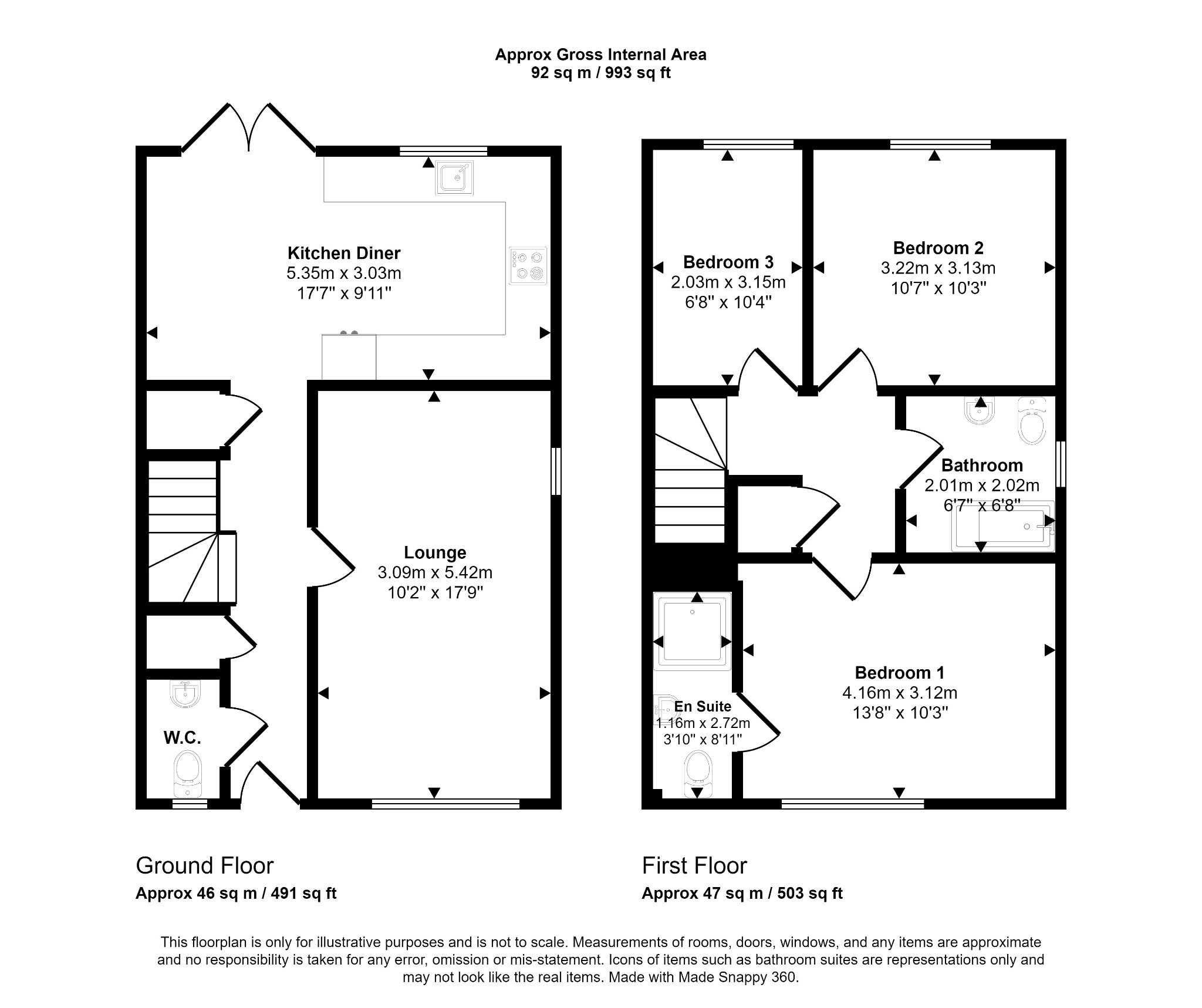 3 bed semi-detached house for sale in The Avenue, Prestatyn - Property floorplan