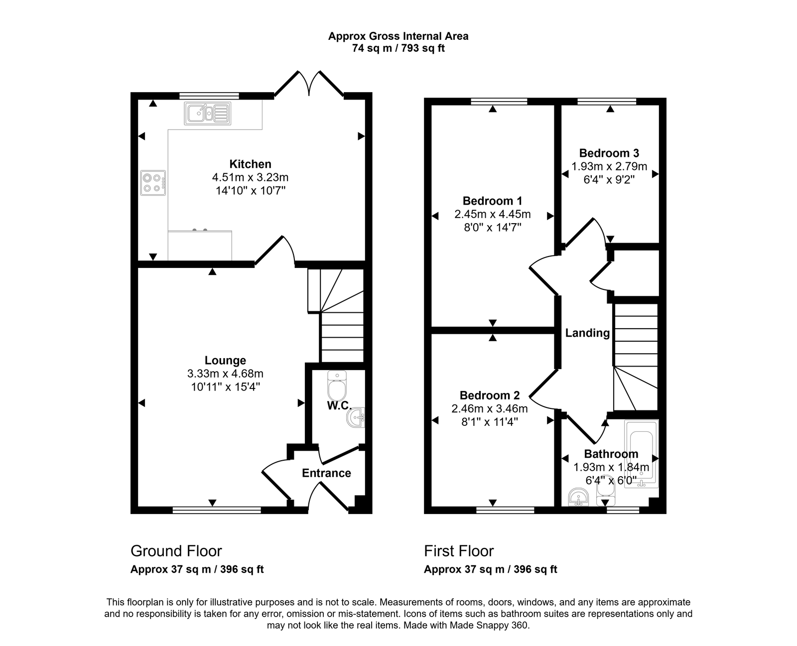 3 bed semi-detached house for sale, Dyseth - Property floorplan