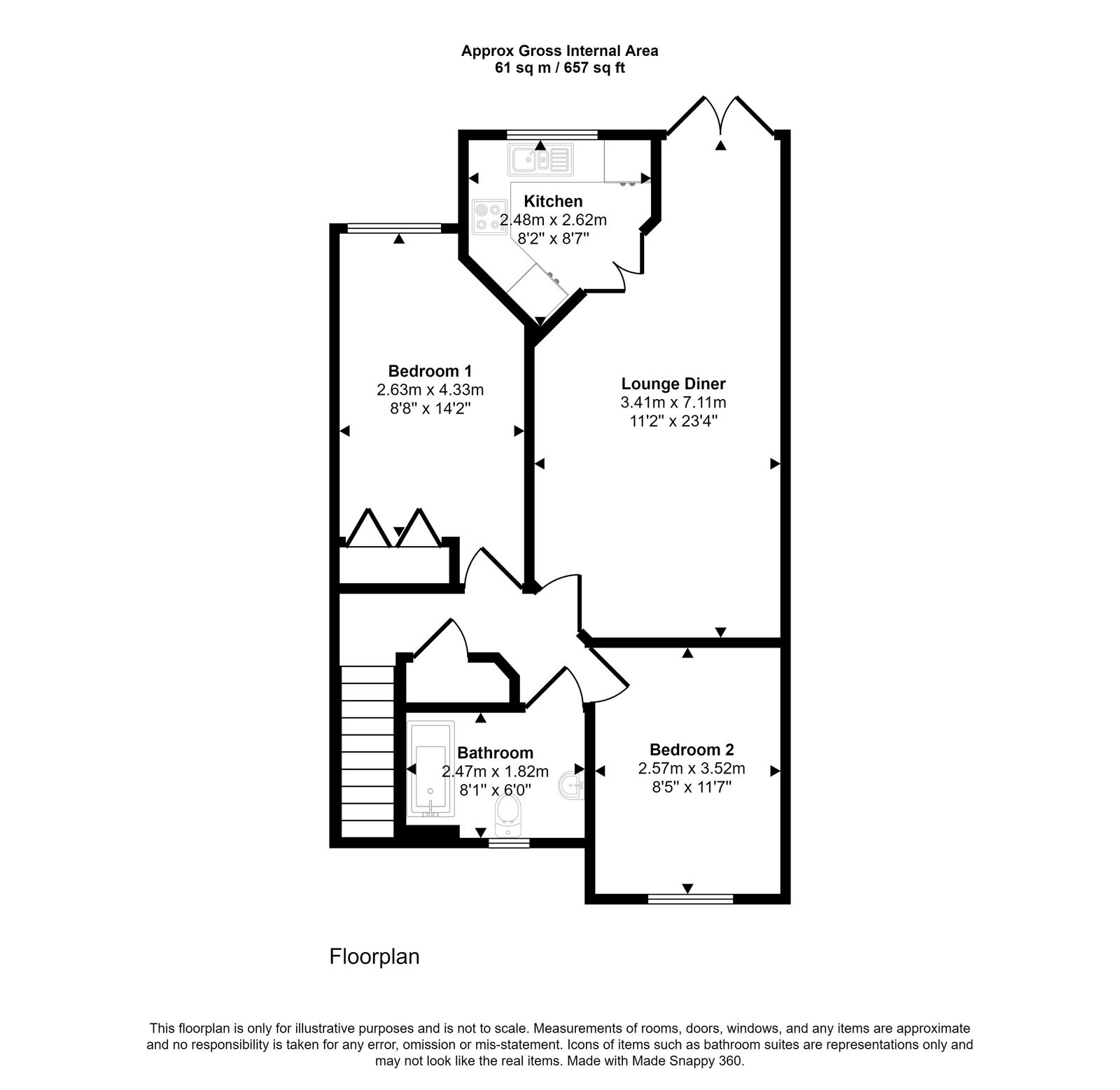 2 bed apartment for sale in Boughton Avenue, Rhyl - Property floorplan