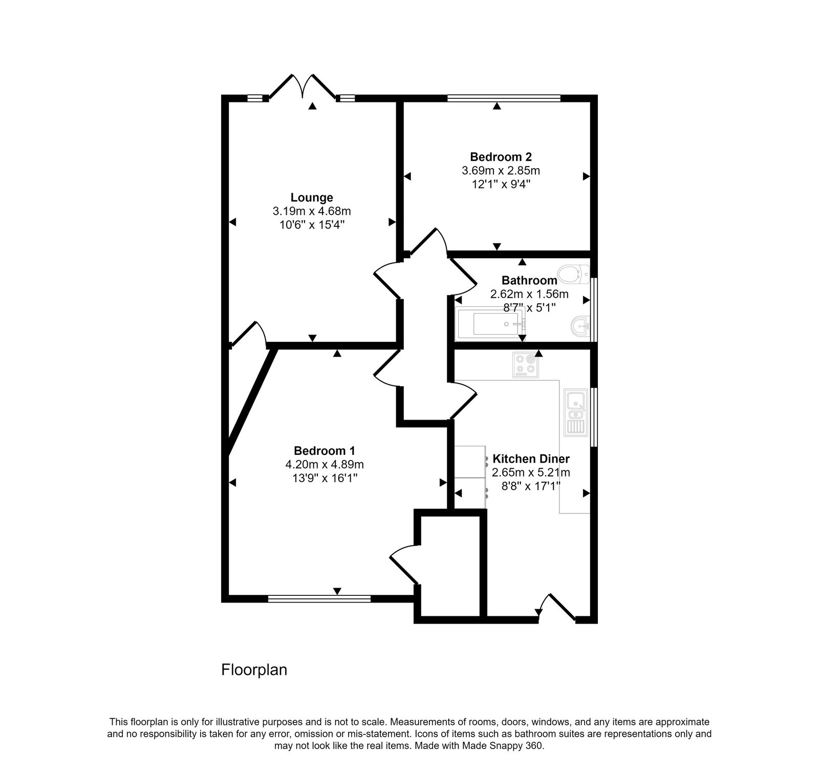 2 bed detached house for sale in Ffordd Penrhwylfa, Prestatyn - Property floorplan