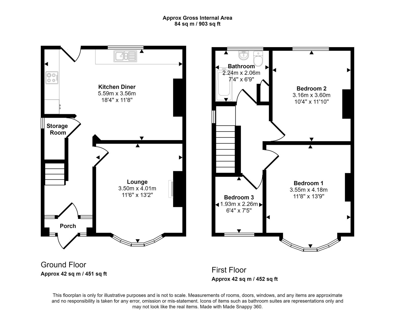 3 bed semi-detached house for sale in Abbey Road, Rhyl - Property floorplan