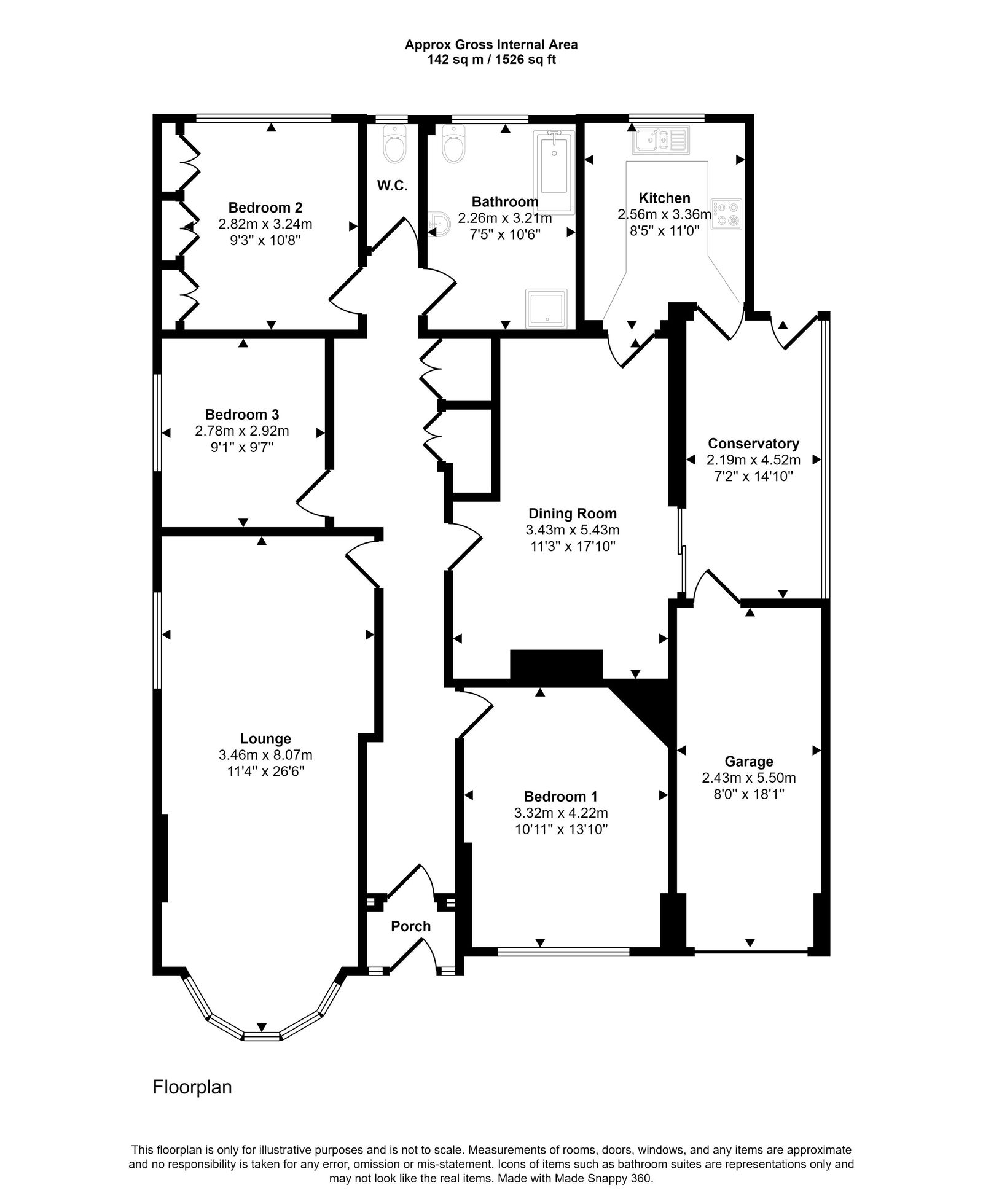 3 bed bungalow for sale in Victoria Road West, Prestatyn - Property floorplan