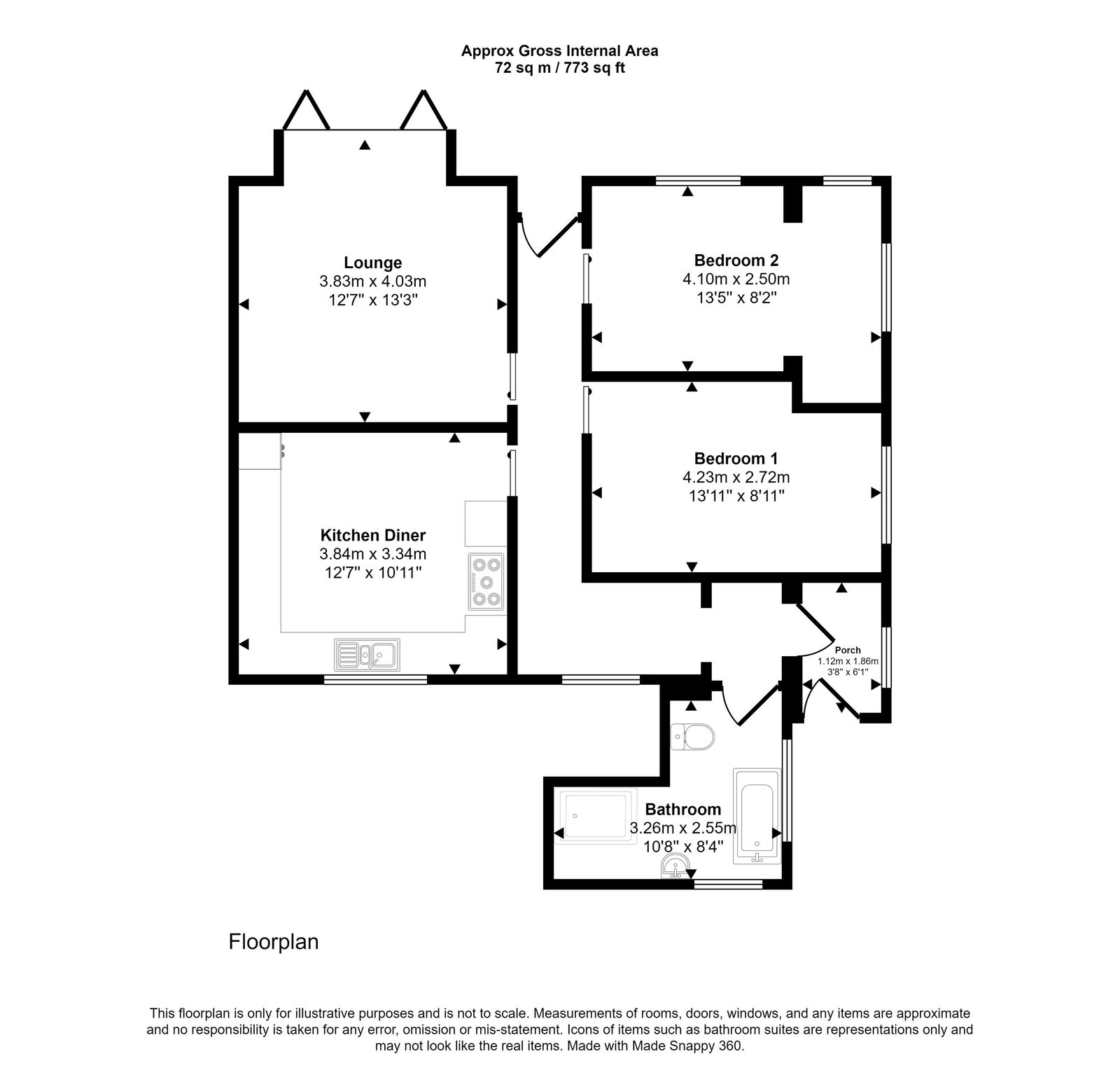 2 bed bungalow for sale in Hiraddug Park, Rhyl - Property floorplan