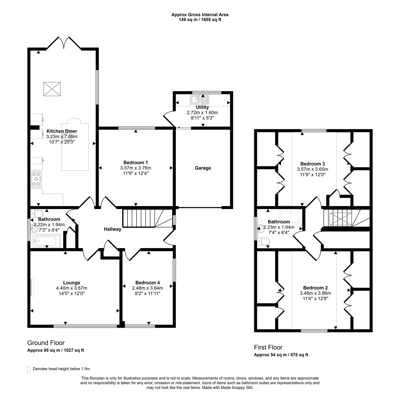 4 bed bungalow for sale in Nant Close, Rhyl - Property floorplan