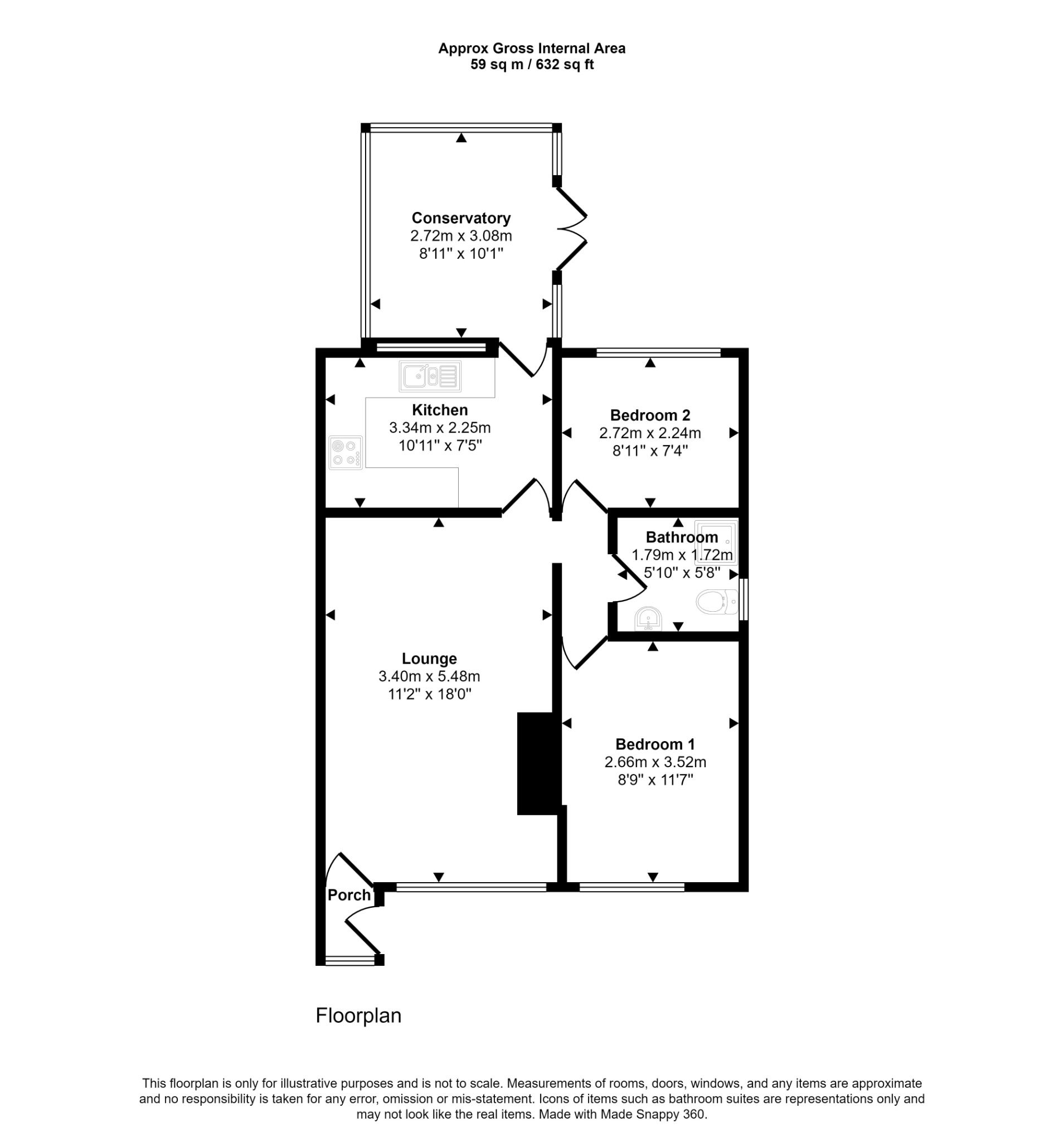 2 bed semi-detached bungalow for sale in Llandaff Drive, Prestatyn - Property floorplan