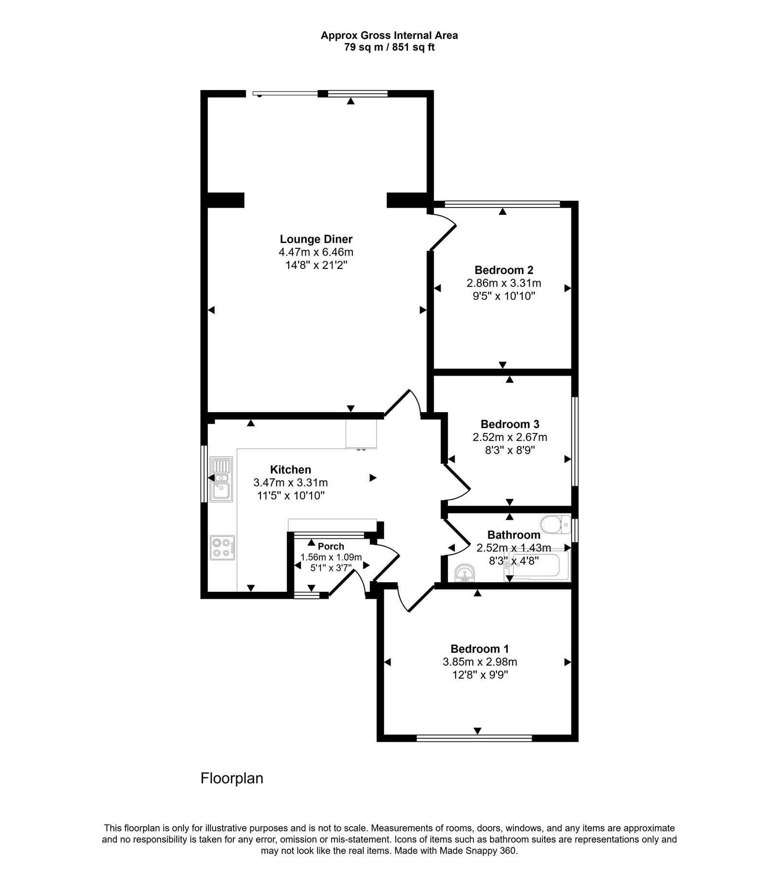 3 bed bungalow for sale in Beverley Drive, Prestatyn - Property floorplan