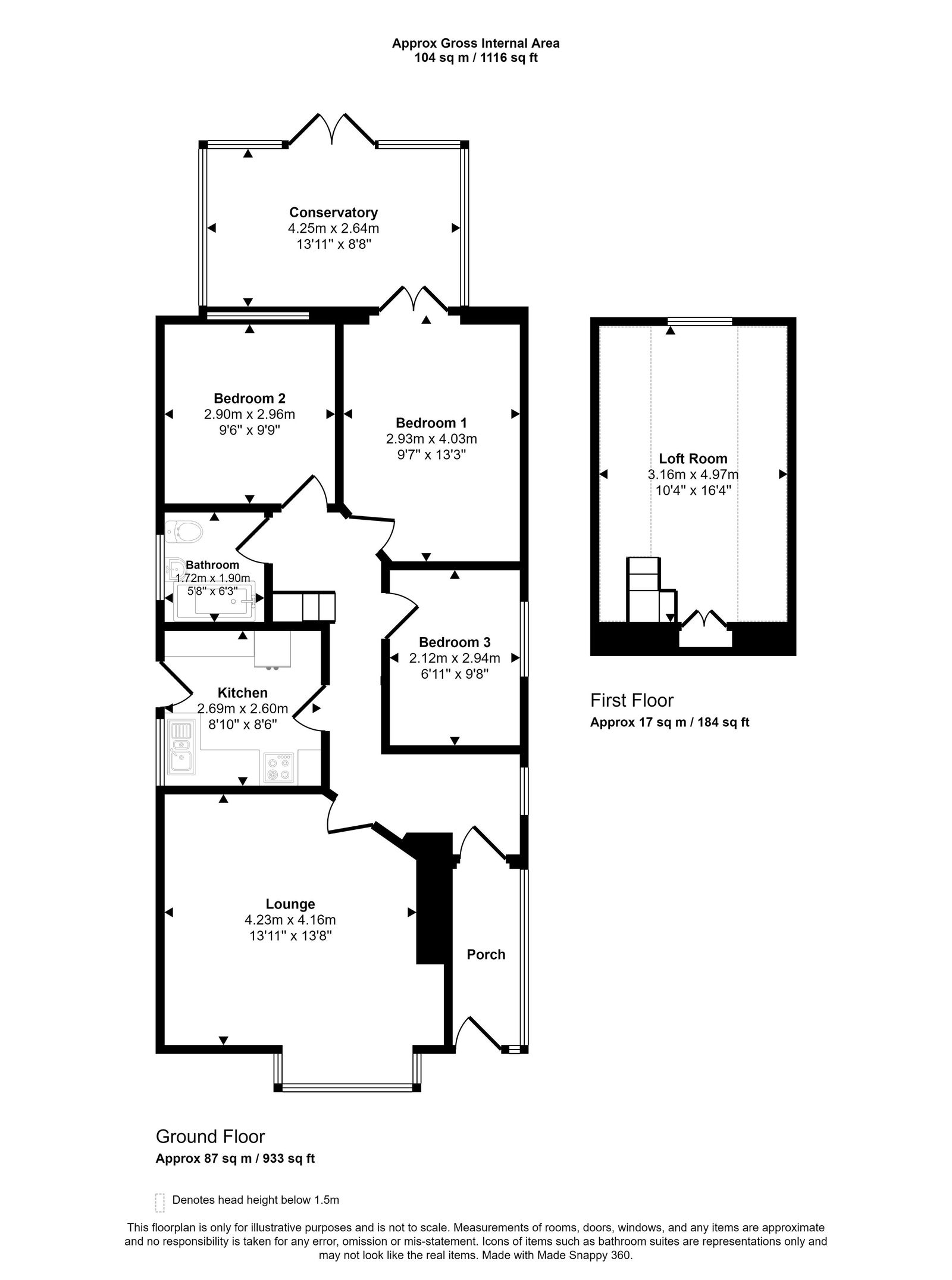 3 bed bungalow for sale in Dyserth Road, Rhyl - Property floorplan