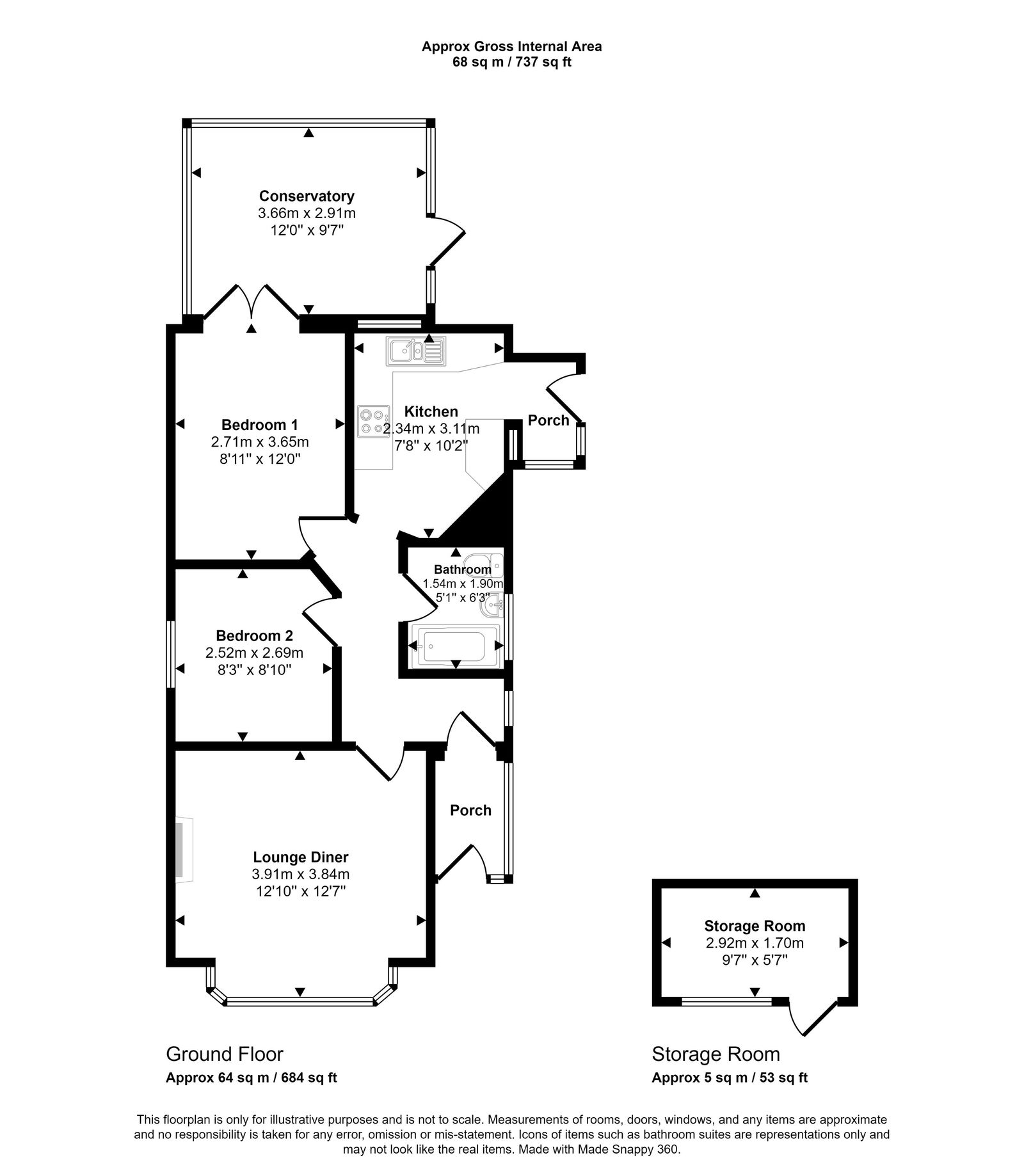 2 bed bungalow for sale in Michaels Road, Rhyl - Property floorplan