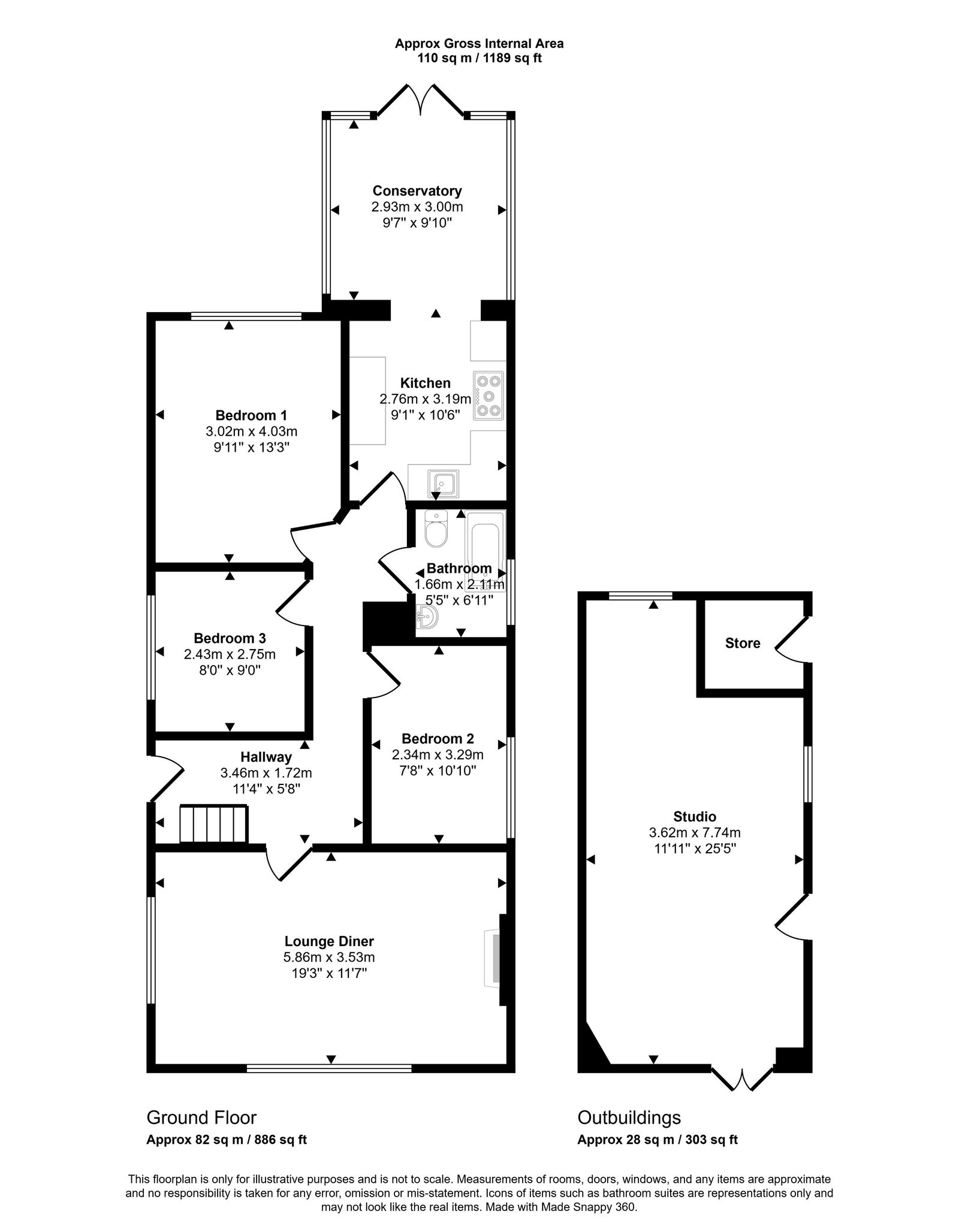 3 bed bungalow for sale in Chester Close, Prestatyn - Property floorplan