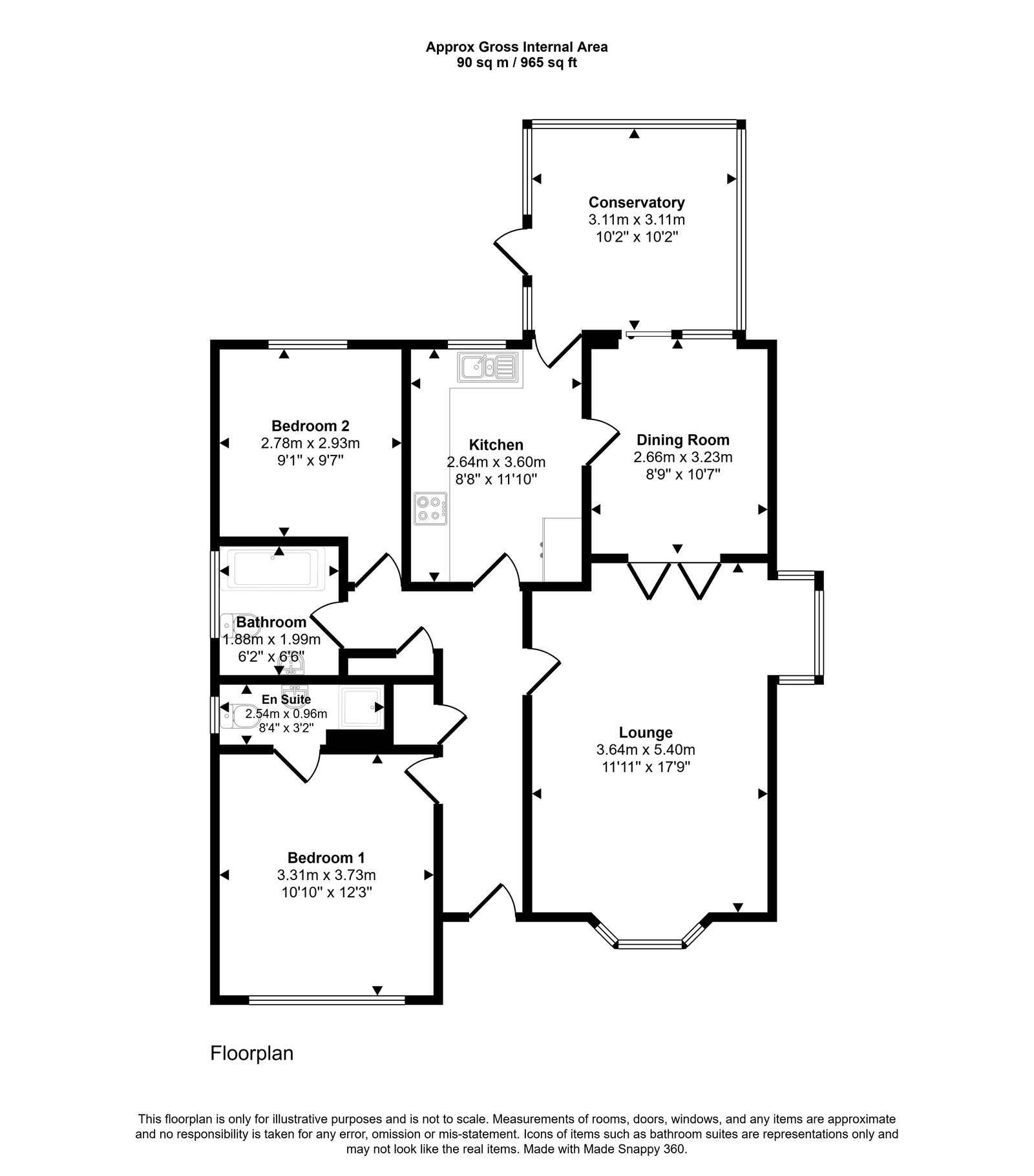 2 bed bungalow for sale in Lon Cwybr, Rhyl - Property floorplan