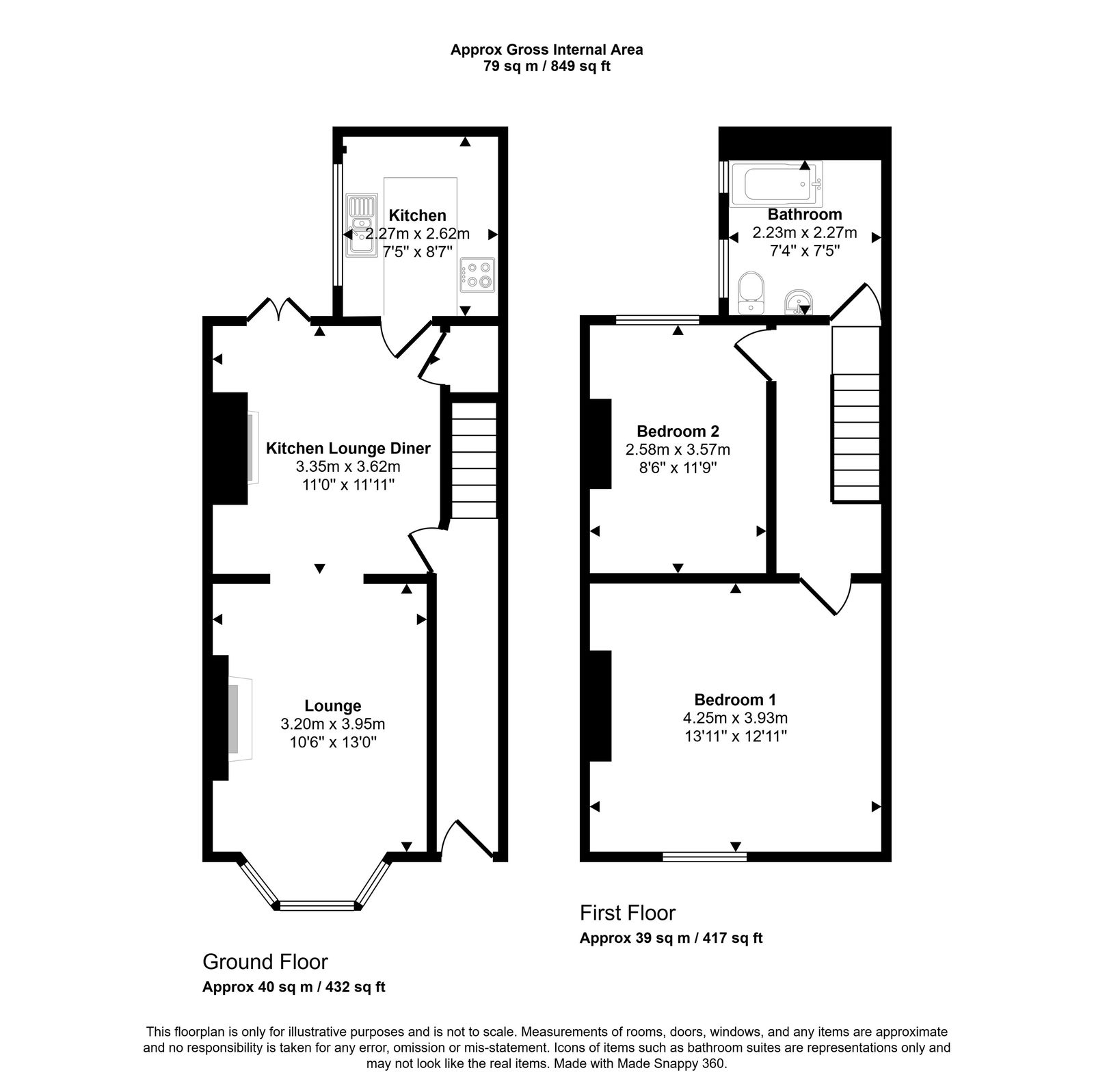 2 bed terraced house for sale in Hafod Road, Prestatyn - Property floorplan