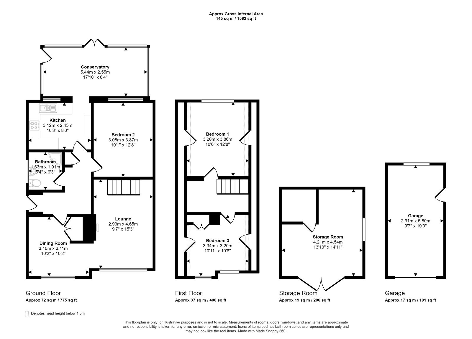 3 bed bungalow for sale in Second Avenue, Prestatyn - Property floorplan