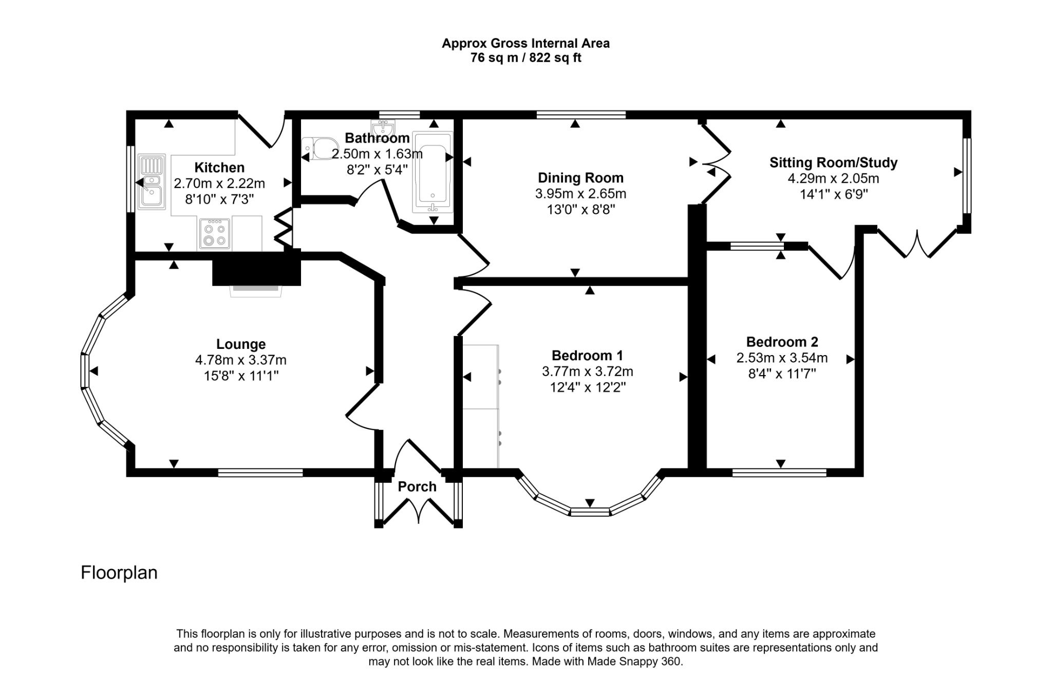 2 bed bungalow for sale in Ridgeway Avenue, Rhyl - Property floorplan