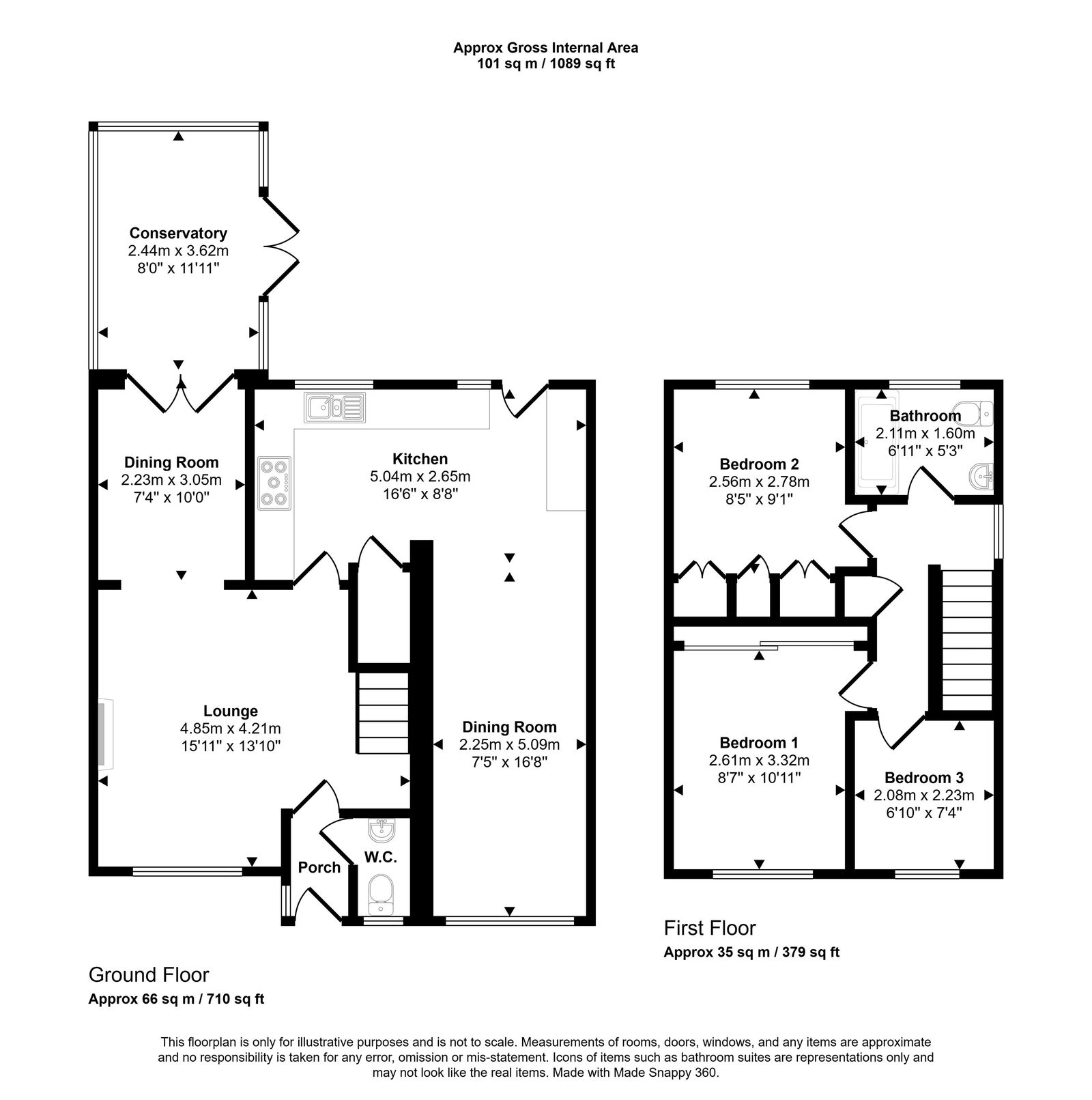 3 bed link detached house for sale in Fern Way, Rhyl - Property floorplan