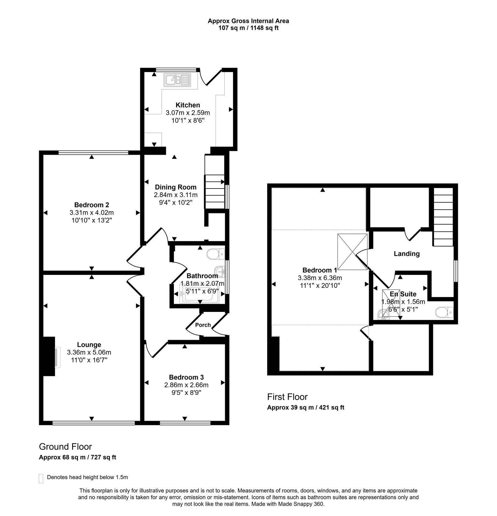 3 bed bungalow for sale in Heather Crescent, Prestatyn - Property floorplan