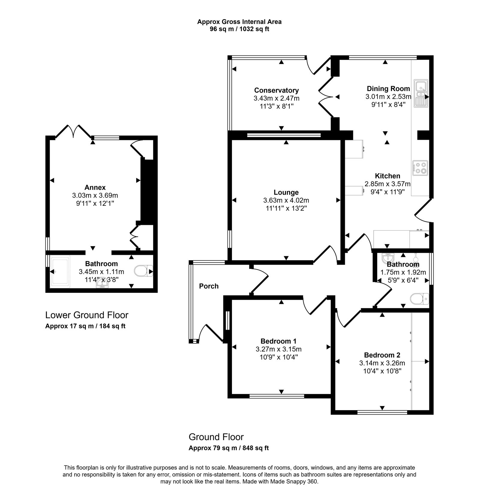 2 bed bungalow for sale in Abbey Drive, Prestatyn - Property floorplan