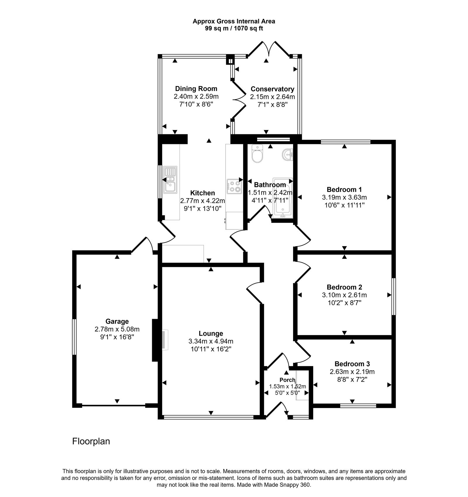 3 bed bungalow for sale in Highlands Road, Rhyl - Property floorplan