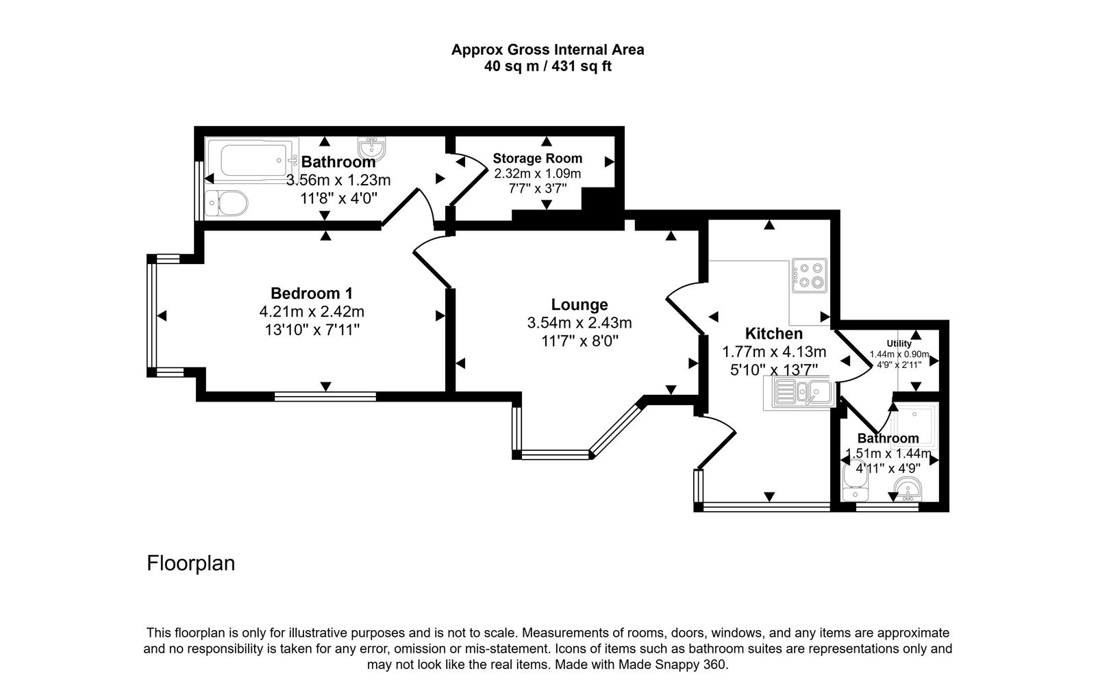 1 bed bungalow for sale in Waterfall Road, Rhyl - Property floorplan