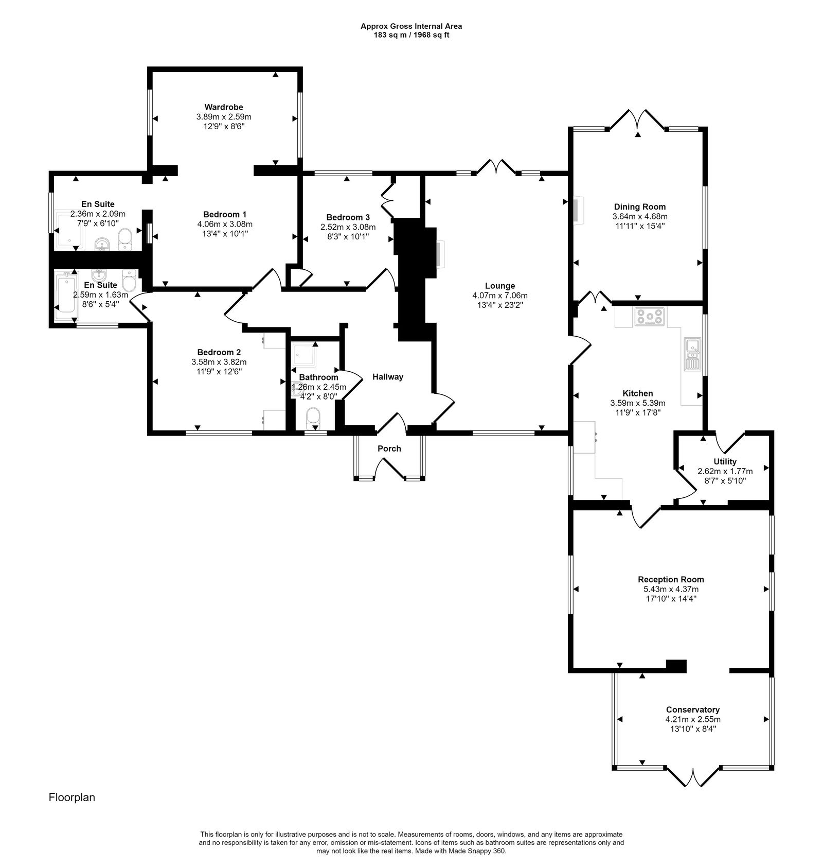 3 bed bungalow for sale in Lon Capel, Rhyl - Property floorplan