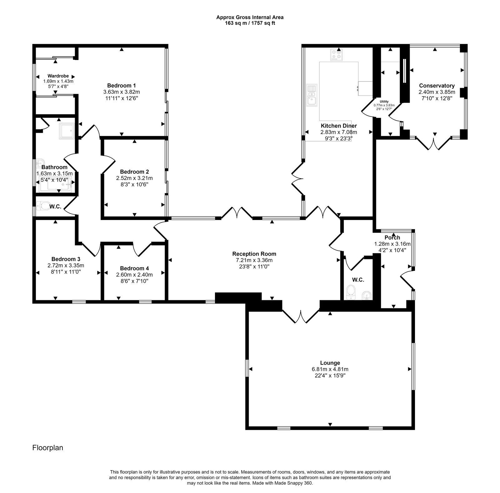 4 bed bungalow for sale in Beach Road East, Prestatyn - Property floorplan