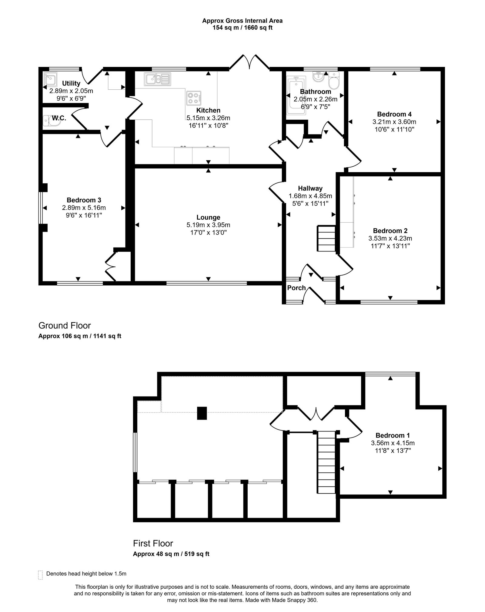 4 bed bungalow for sale in Bryn Twr, Abergele - Property floorplan