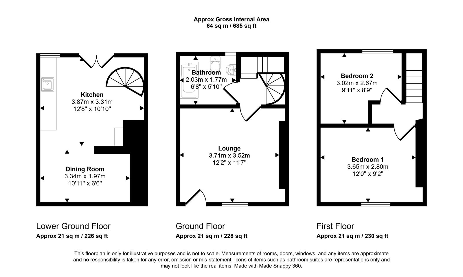 2 bed terraced house for sale in Main Road, Ffynnongroyw - Property floorplan