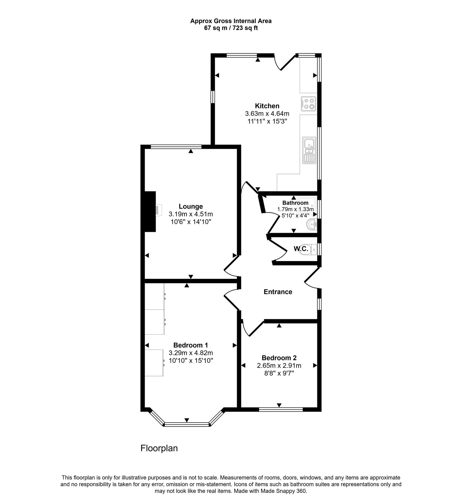 2 bed semi-detached bungalow for sale in Deric Close, Prestatyn - Property floorplan