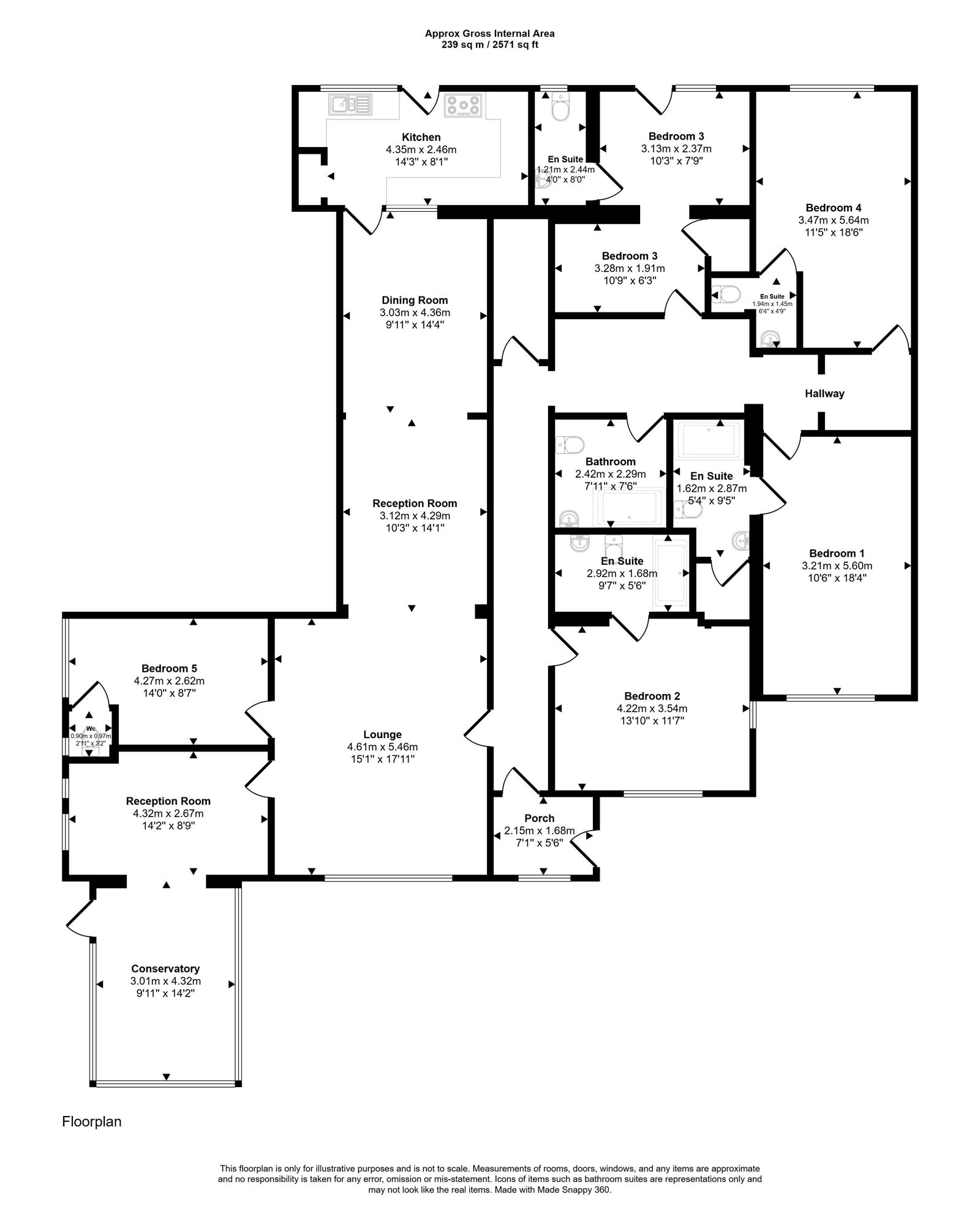 6 bed semi-detached bungalow for sale in Southlands Road, Kinmel Bay - Property floorplan