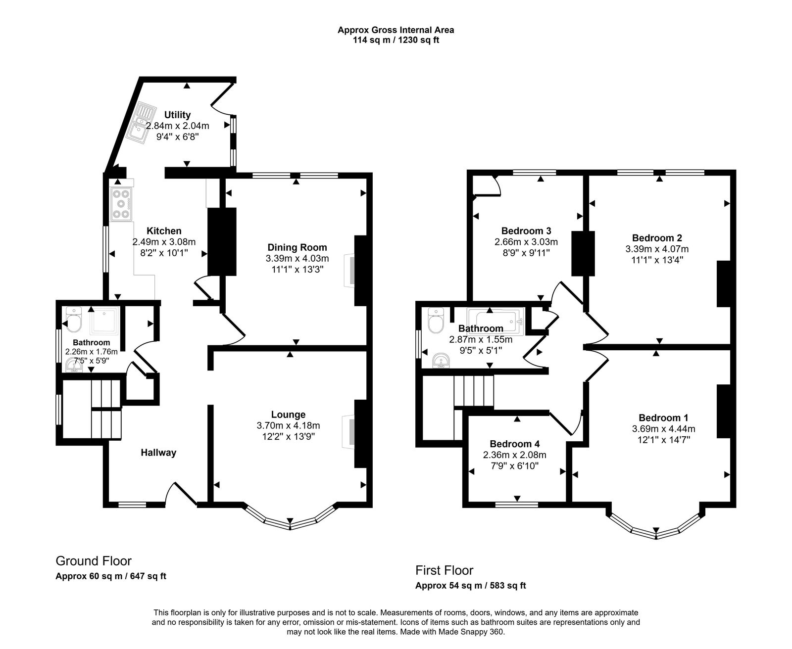4 bed semi-detached house for sale in Berthes Road, Colwyn Bay - Property floorplan