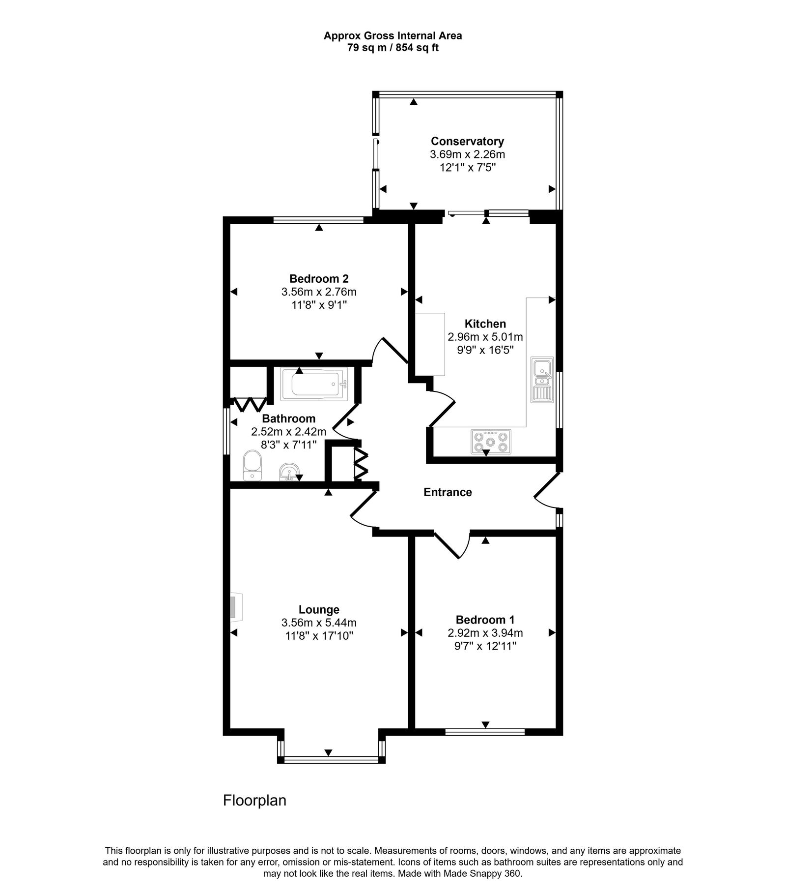 2 bed bungalow for sale in Hammond Court, Rhyl - Property floorplan