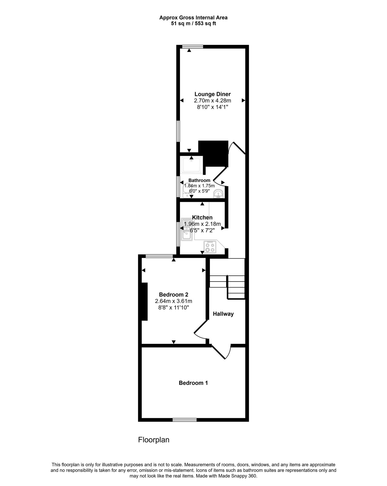 2 bed flat to rent in Meliden Road, Prestatyn - Property floorplan