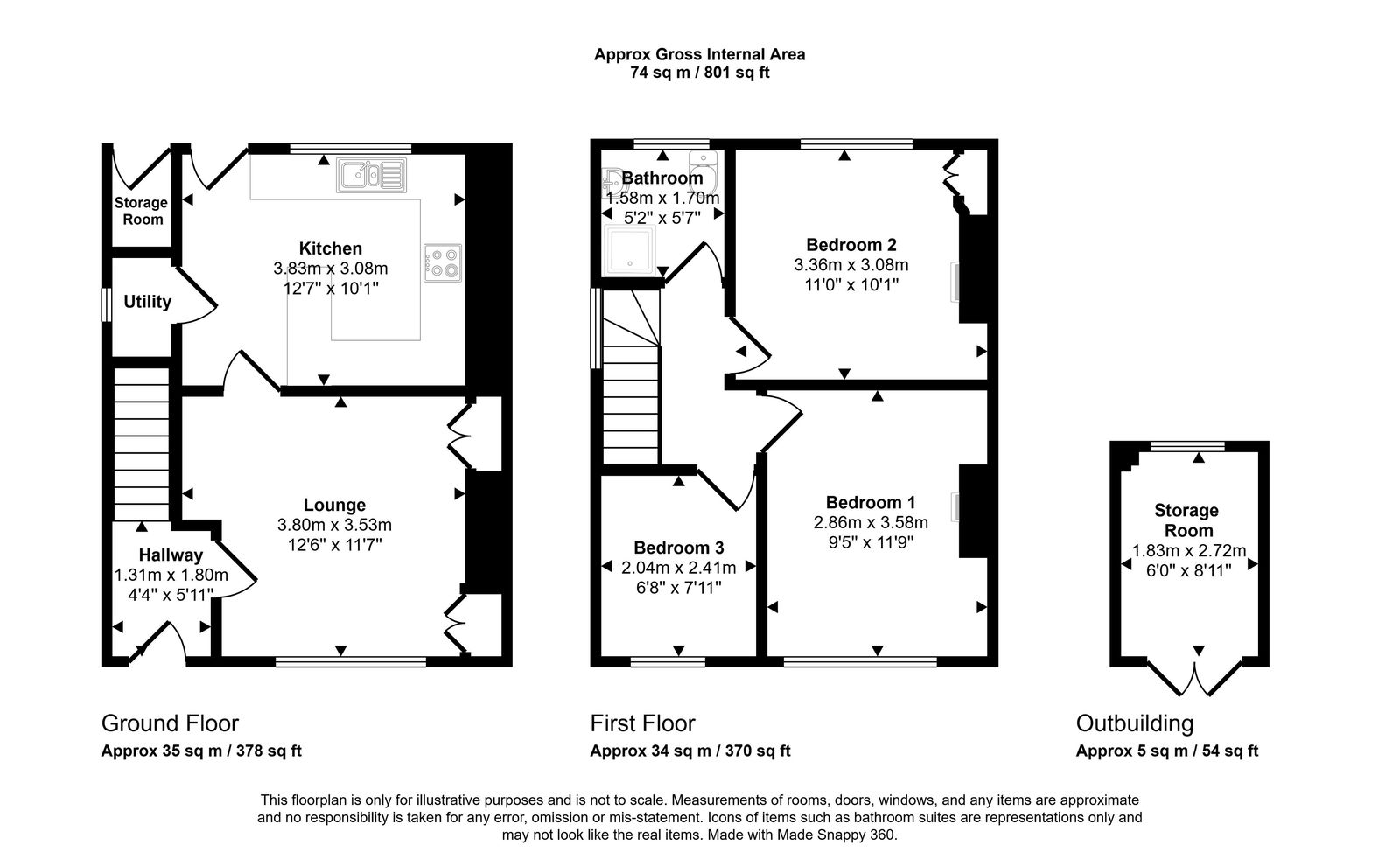3 bed semi-detached house for sale in Grenville Row, Rhyl - Property floorplan