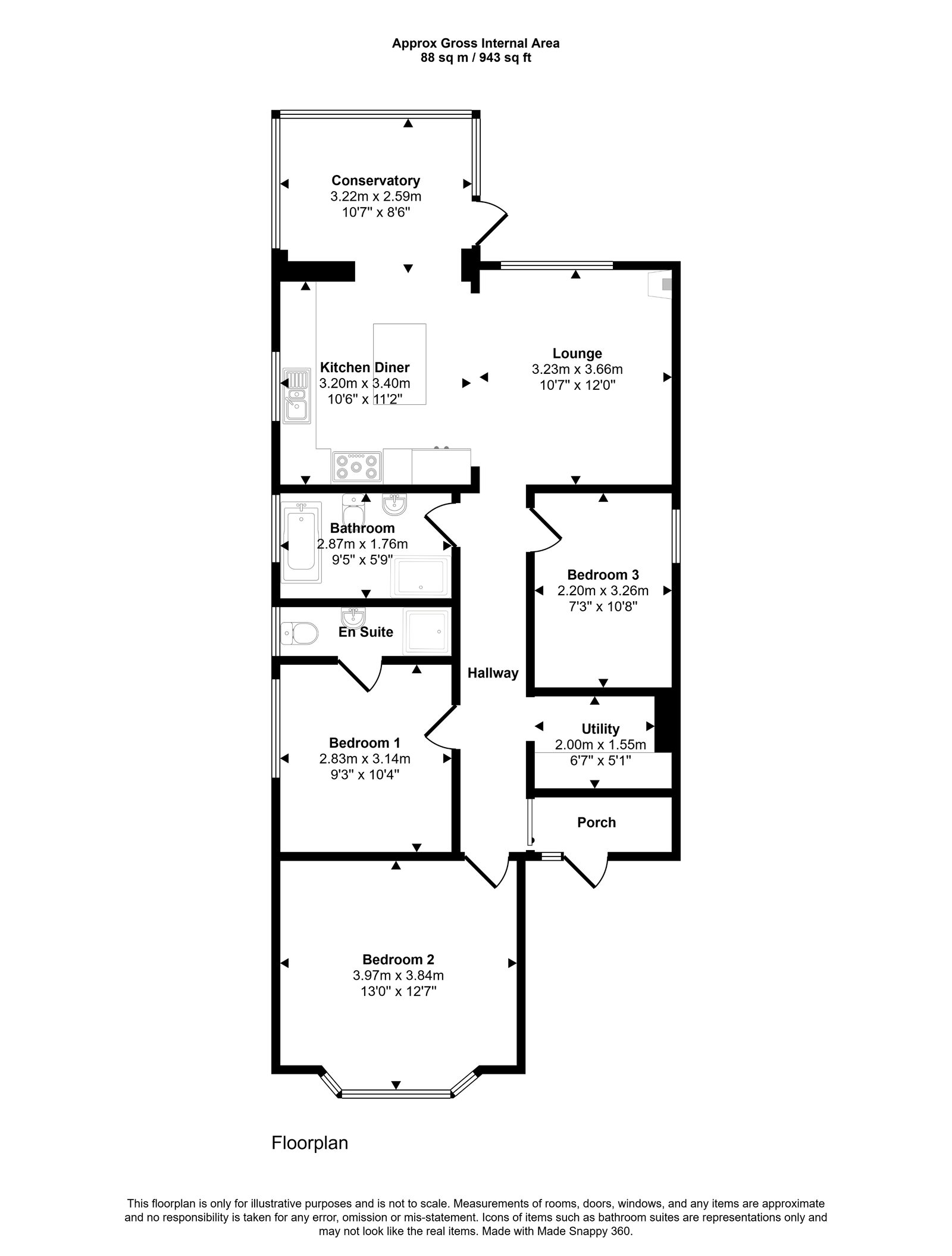 3 bed bungalow to rent in Fforddisa, Prestatyn - Property floorplan