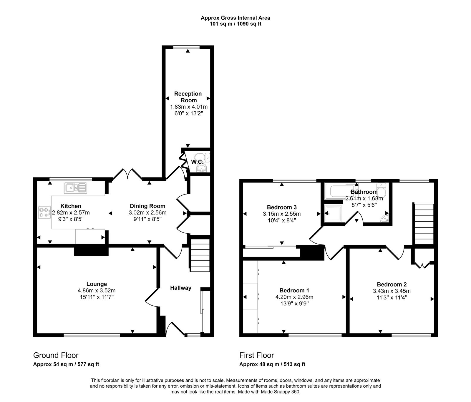 3 bed terraced house for sale in Ffordd Pennant, Meliden - Property floorplan
