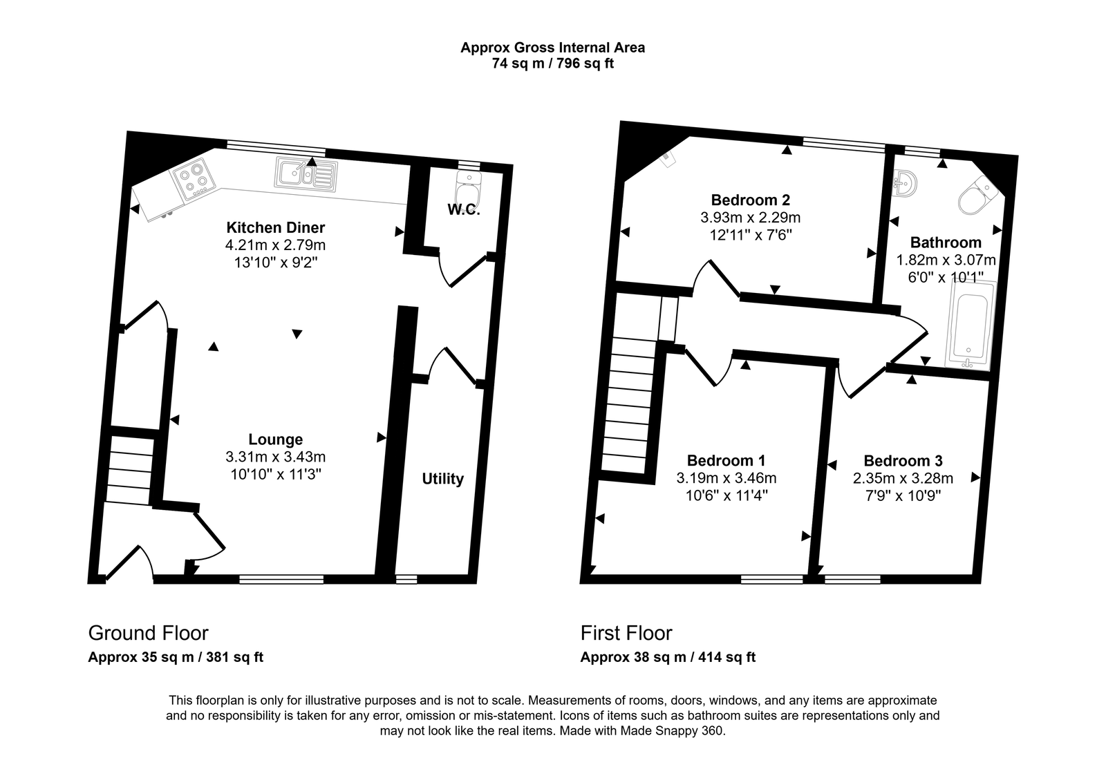 3 bed semi-detached house to rent in Brookes Street, Llandudno - Property floorplan