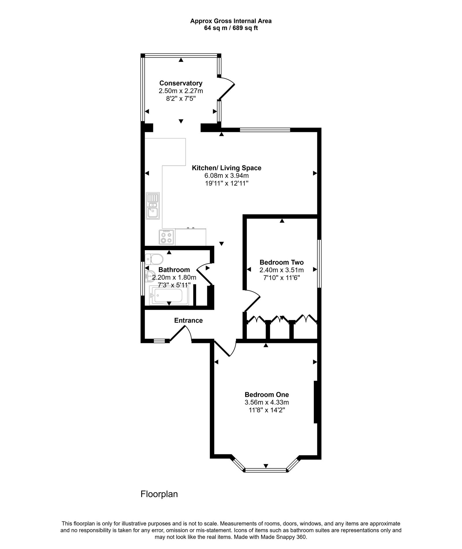2 bed bungalow for sale in Marion Road, Prestatyn - Property floorplan