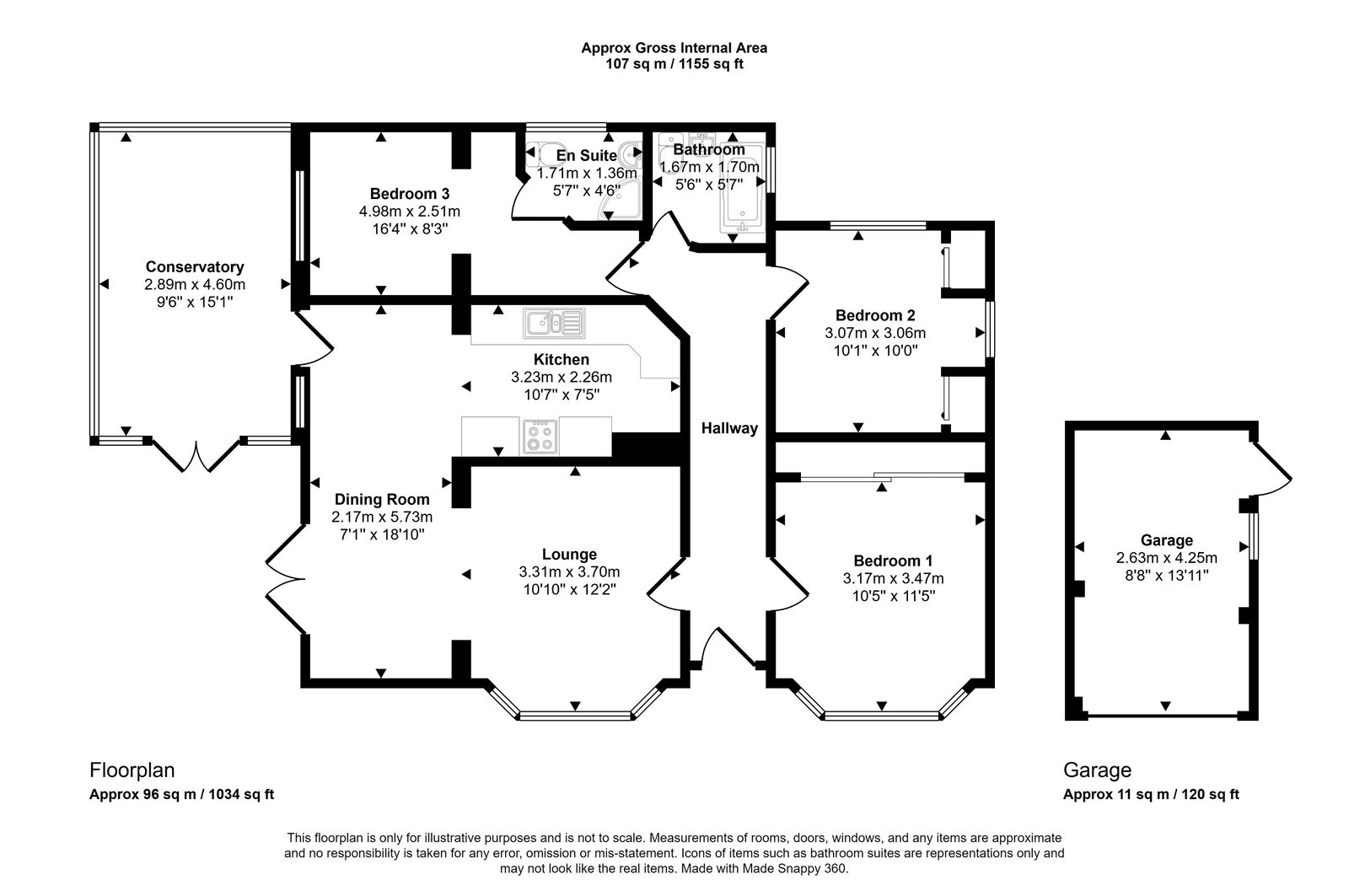 3 bed bungalow for sale in Fairview Crescent, Prestatyn - Property floorplan