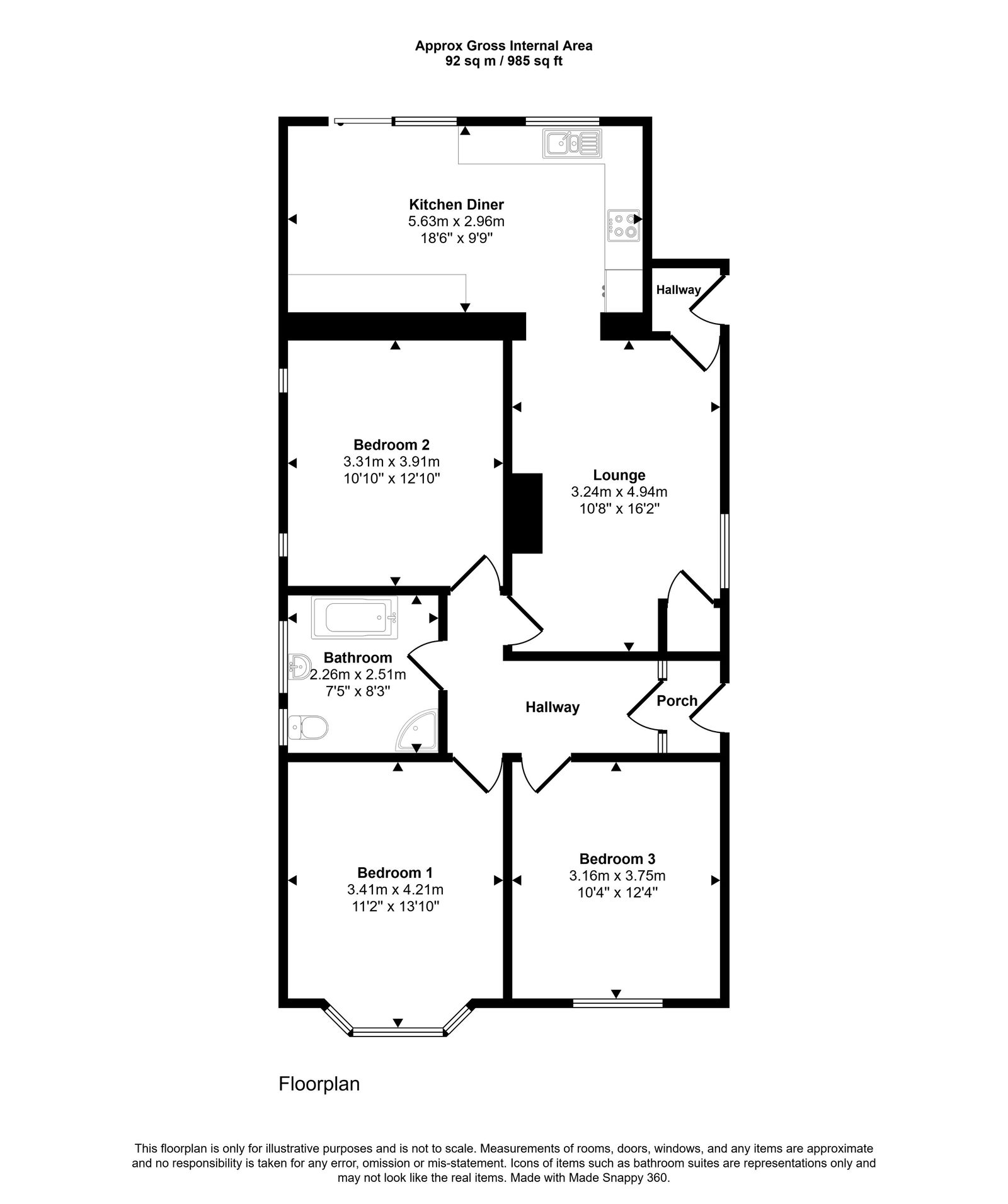 3 bed bungalow for sale in Shaun Close, Rhyl - Property floorplan