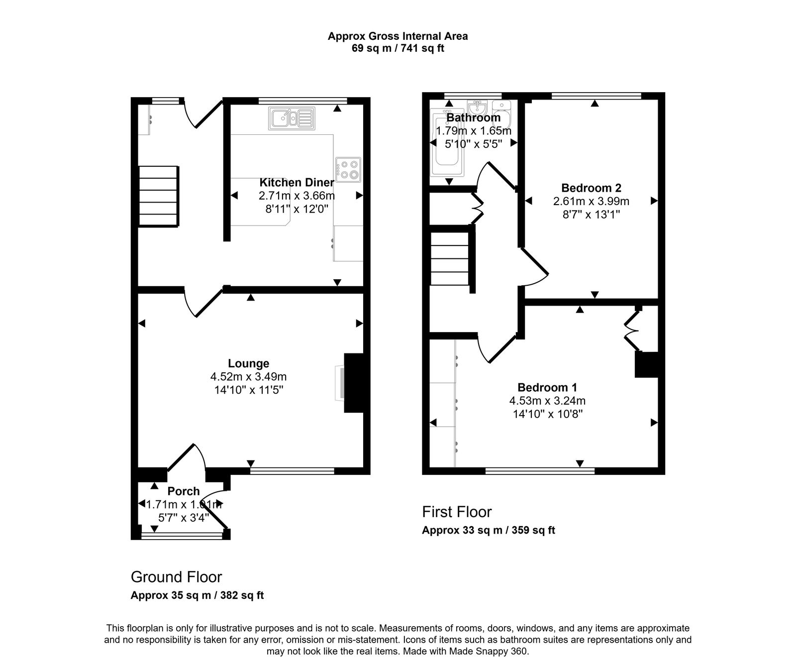 2 bed terraced house for sale in Cross Street, Rhuddlan - Property floorplan