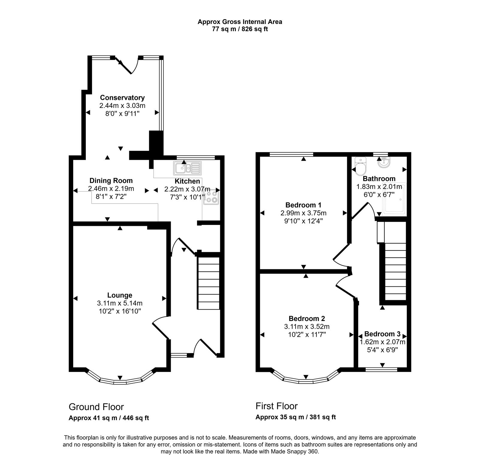 3 bed terraced house for sale in Millbank Road, Rhyl - Property floorplan