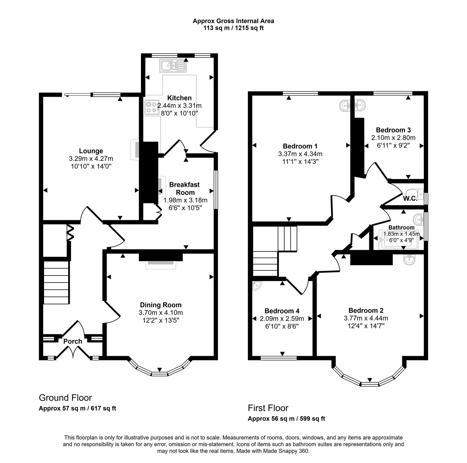 4 bed semi-detached house for sale in Rhyl Coast Road, Rhyl - Property floorplan