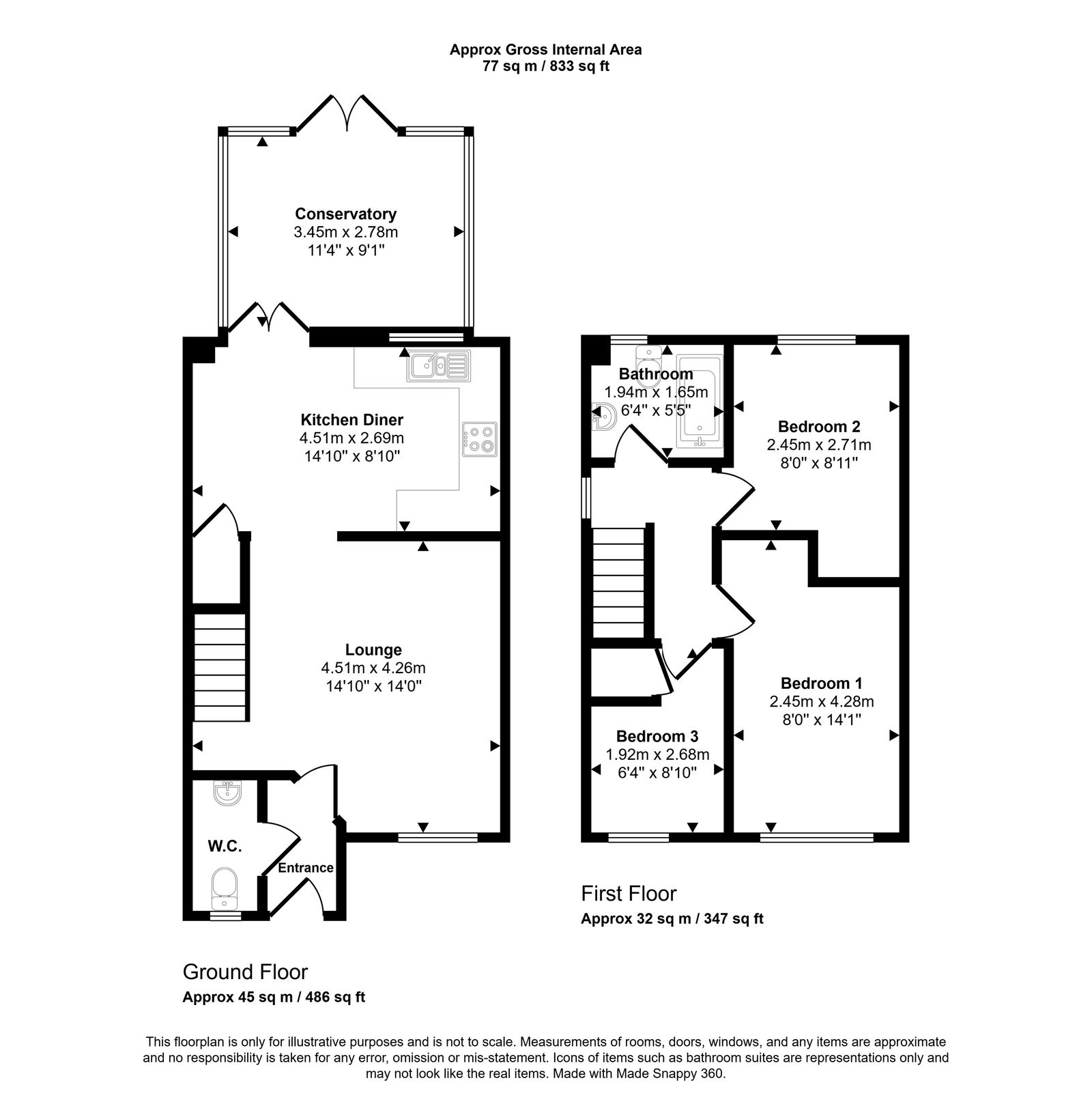 3 bed end of terrace house for sale in Ffordd Pant Y Celyn, Prestatyn - Property floorplan