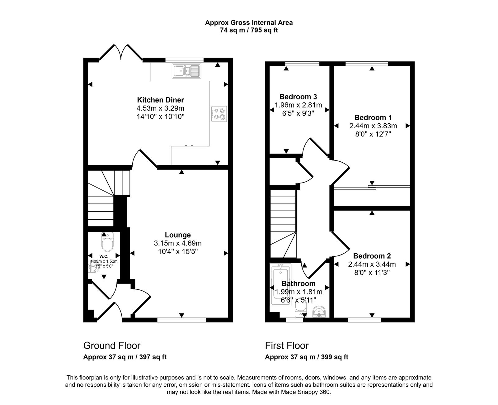 3 bed semi-detached house for sale, Dyserth - Property floorplan