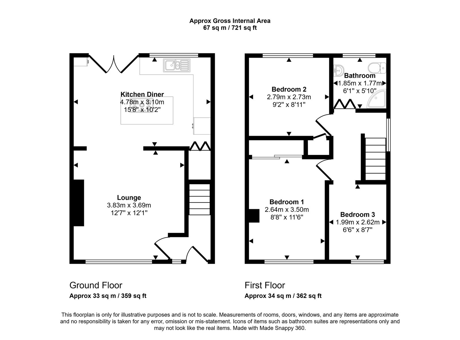 3 bed semi-detached house for sale in Durlston Drive, Prestatyn - Property floorplan