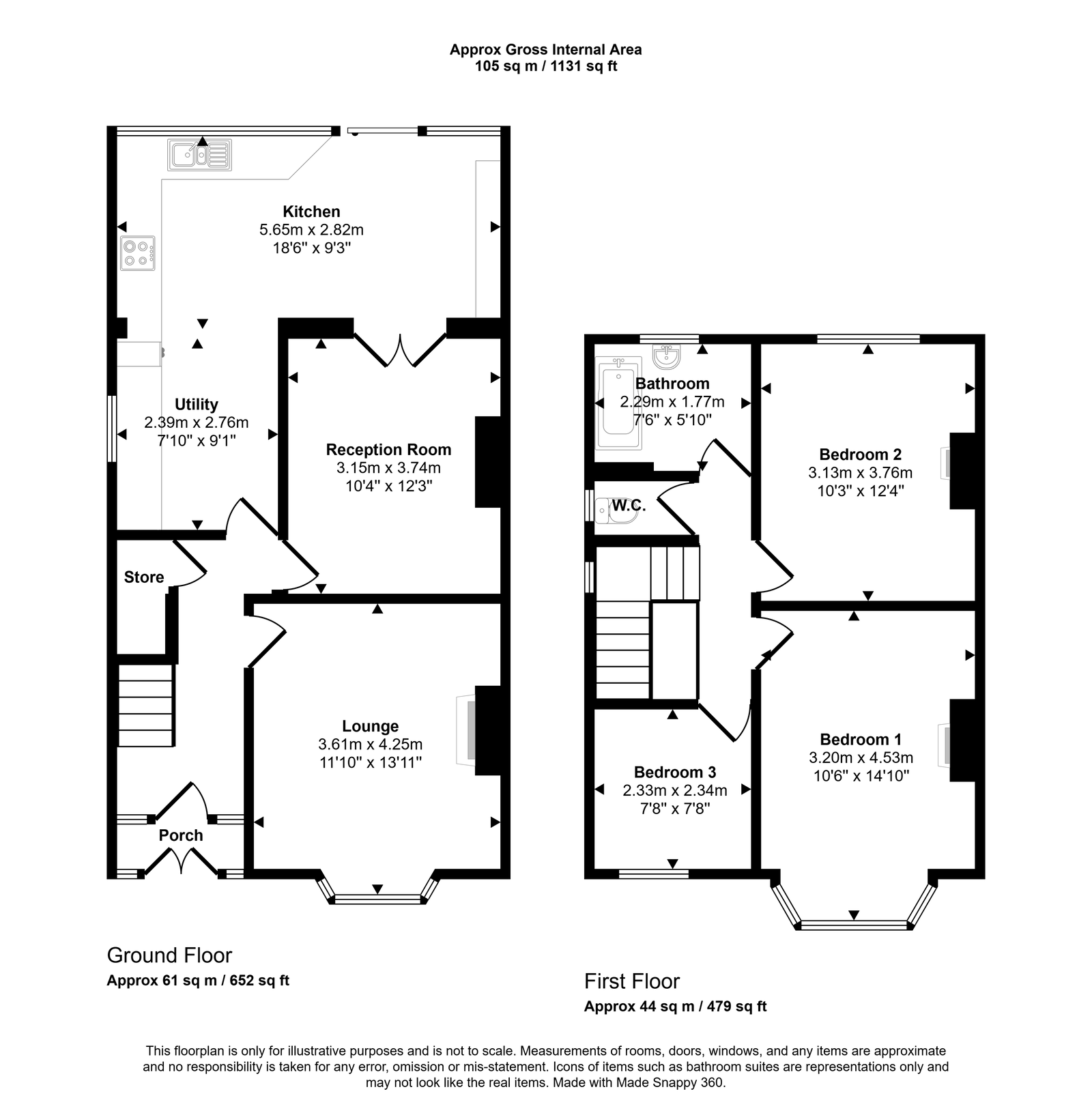 3 bed semi-detached house for sale in Bron Vardre Avenue, Conwy - Property floorplan