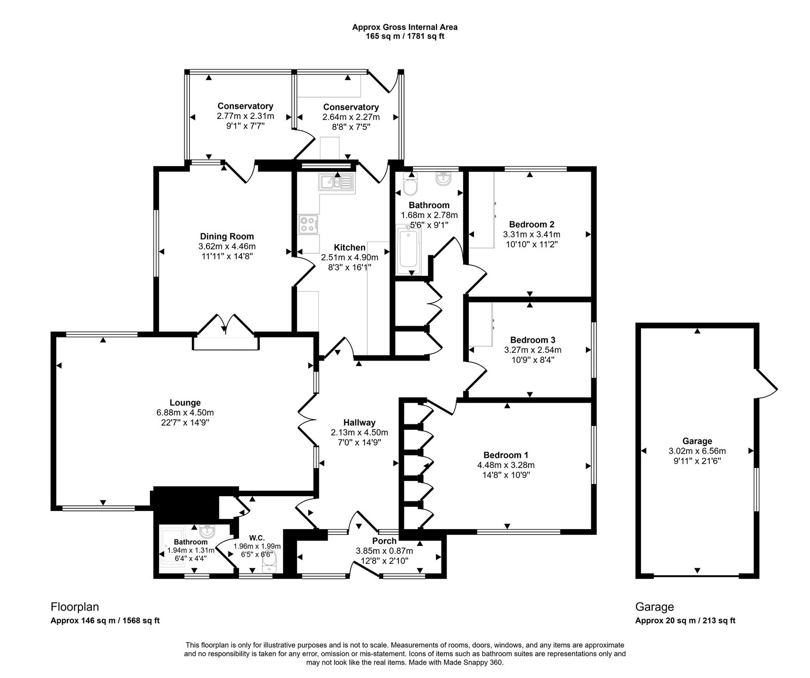 3 bed bungalow for sale in Highlands Close, Rhuddlan - Property floorplan