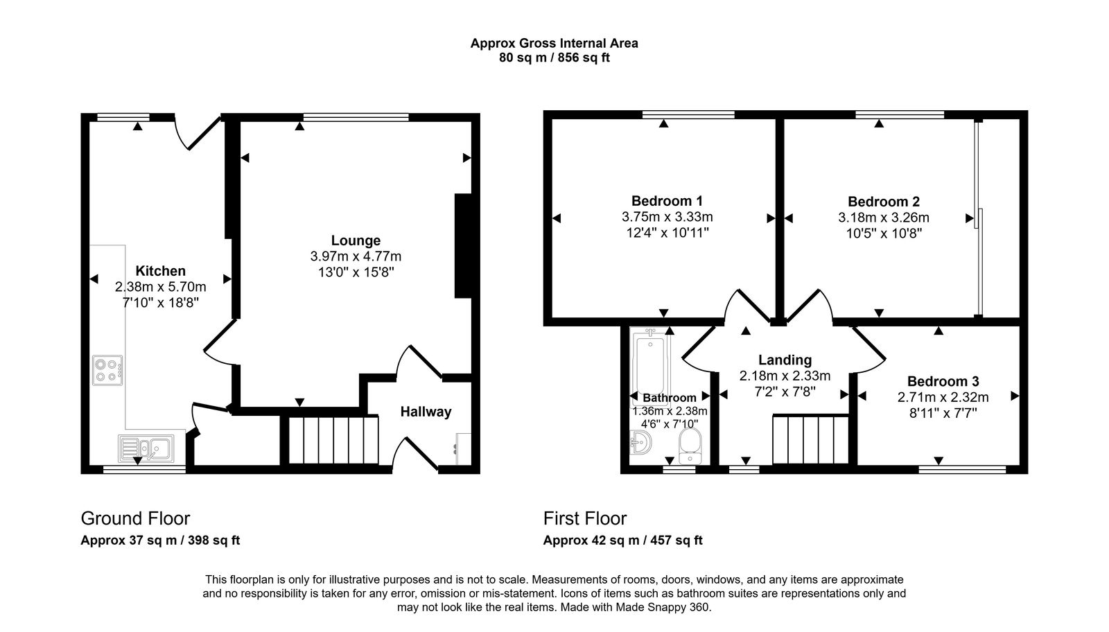 3 bed terraced house for sale in Dawson Crescent, Prestatyn - Property floorplan