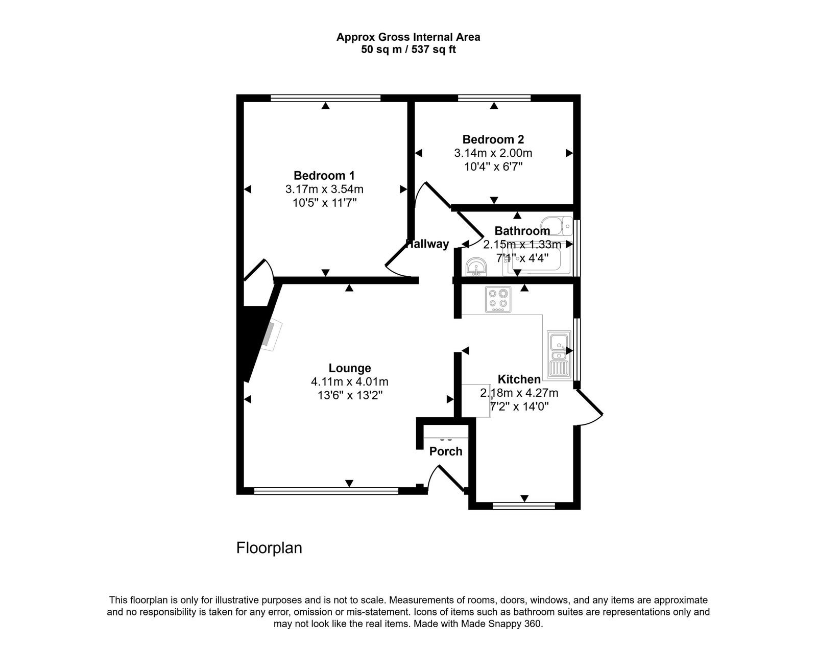 2 bed semi-detached bungalow for sale in Bangor Crescent, Prestatyn - Property floorplan