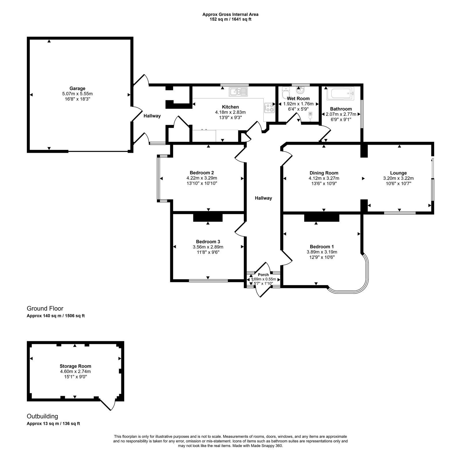 3 bed bungalow for sale in Victoria Road, Prestatyn - Property floorplan